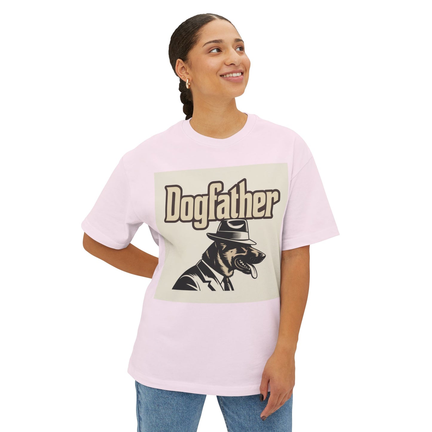 Dogfather Graphic Tee, Funny Dog Lover Gift, Unisex Boxy T-Shirt, Pet Owner Apparel, Perfect for Birthdays and Dog Events