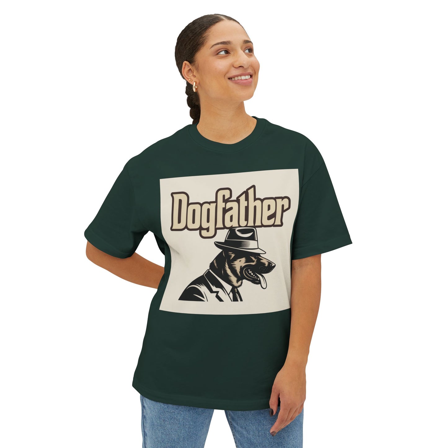 Dogfather Graphic Tee, Funny Dog Lover Gift, Unisex Boxy T-Shirt, Pet Owner Apparel, Perfect for Birthdays and Dog Events
