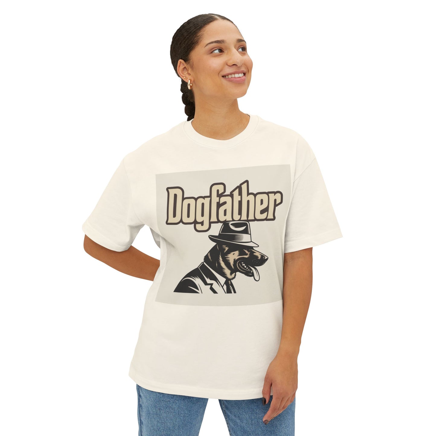 Dogfather Graphic Tee, Funny Dog Lover Gift, Unisex Boxy T-Shirt, Pet Owner Apparel, Perfect for Birthdays and Dog Events