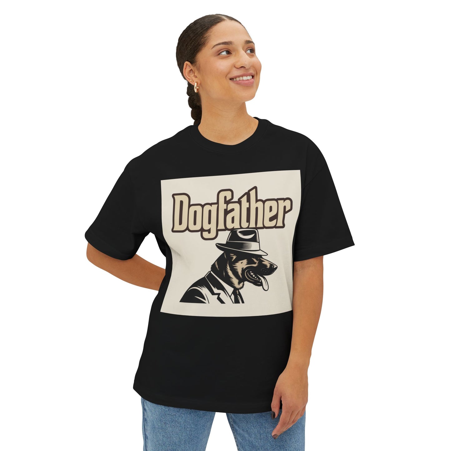 Dogfather Graphic Tee, Funny Dog Lover Gift, Unisex Boxy T-Shirt, Pet Owner Apparel, Perfect for Birthdays and Dog Events