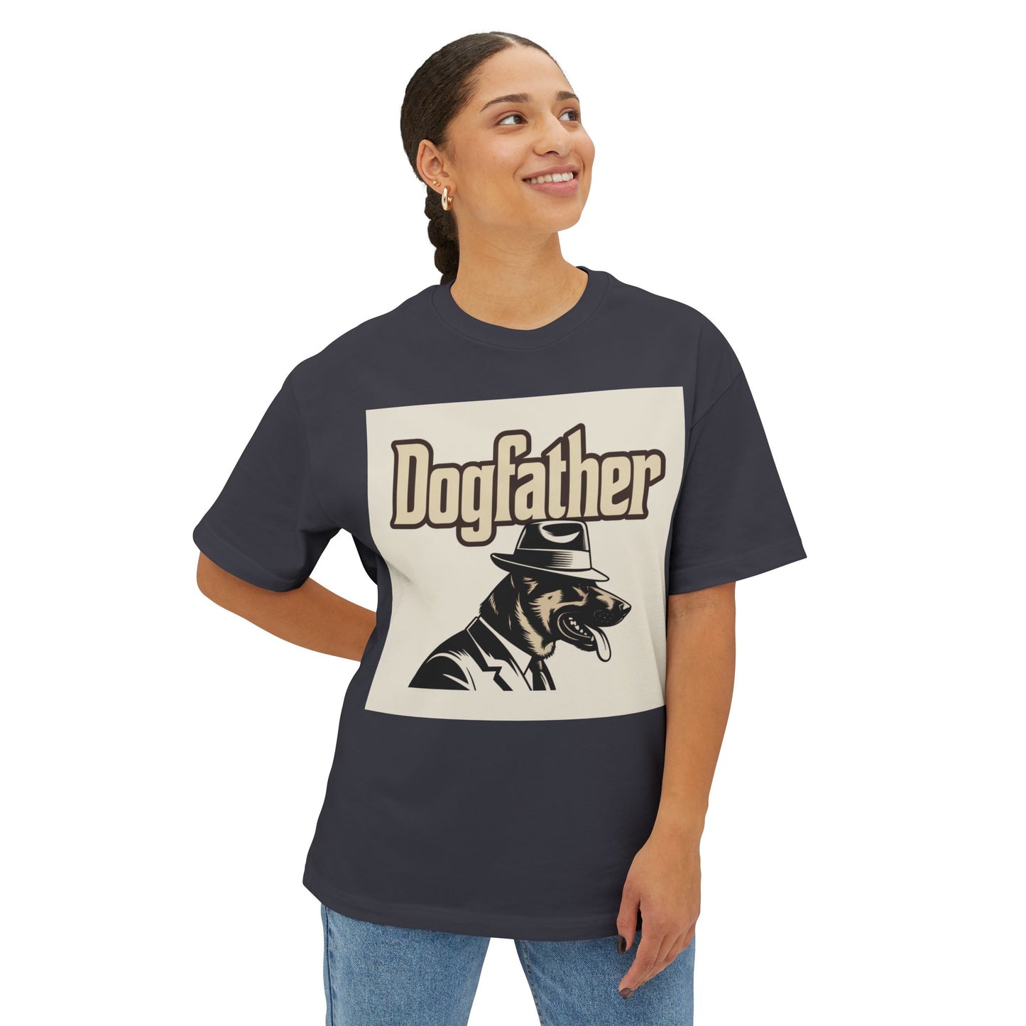 Dogfather Graphic Tee, Funny Dog Lover Gift, Unisex Boxy T-Shirt, Pet Owner Apparel, Perfect for Birthdays and Dog Events