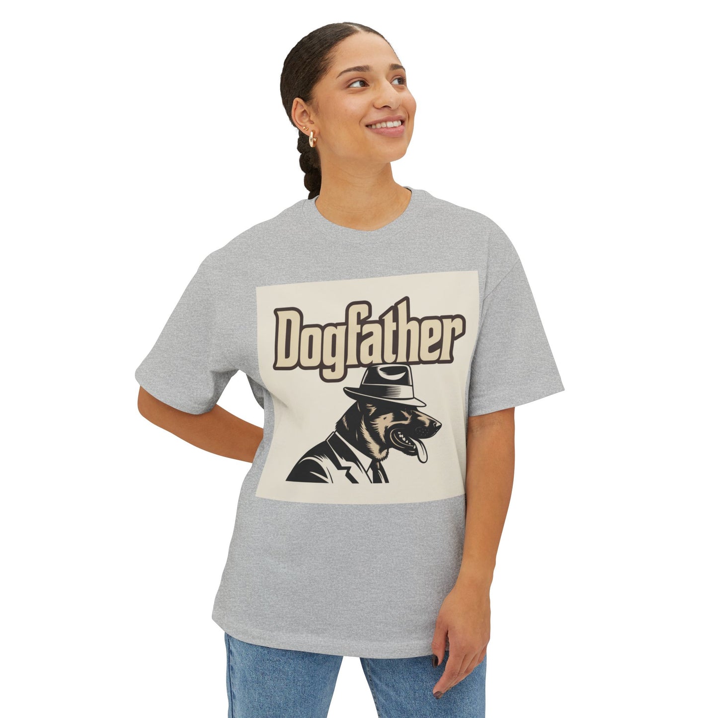 Dogfather Graphic Tee, Funny Dog Lover Gift, Unisex Boxy T-Shirt, Pet Owner Apparel, Perfect for Birthdays and Dog Events