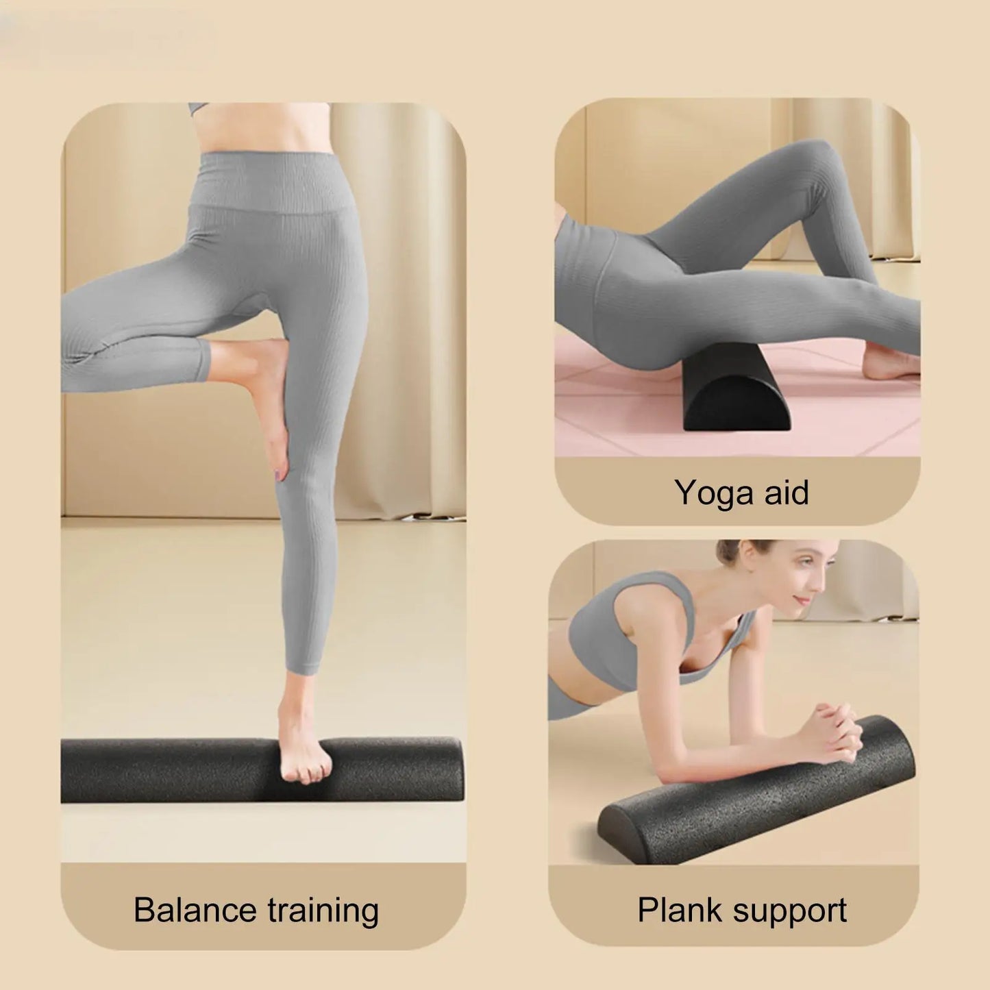 Half Round Yoga Foam Roller – Muscle Massage & Balance Tool