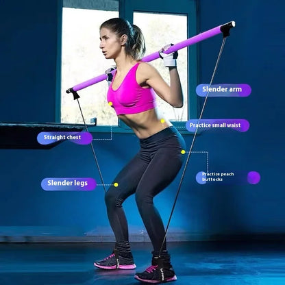Pilates Bar Kit with Resistance Bands for Home Workouts