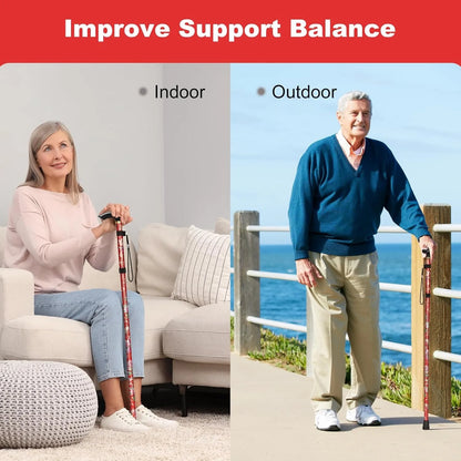Foldable Adjustable Walking Cane with T Handle