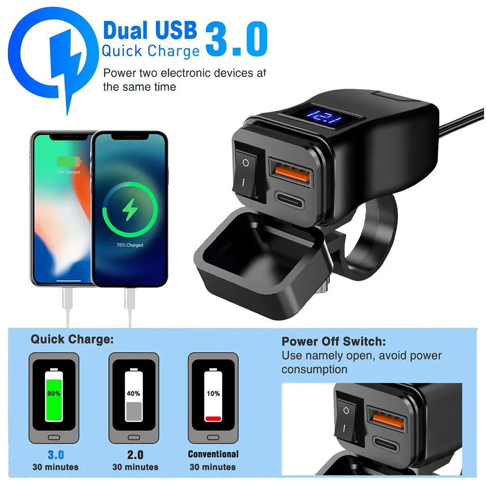 Motorcycle USB Fast Charger